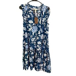 Matilda Jane‎ Blue Floral Ruffle Sleeve Tiered Dress Women's Size Medium